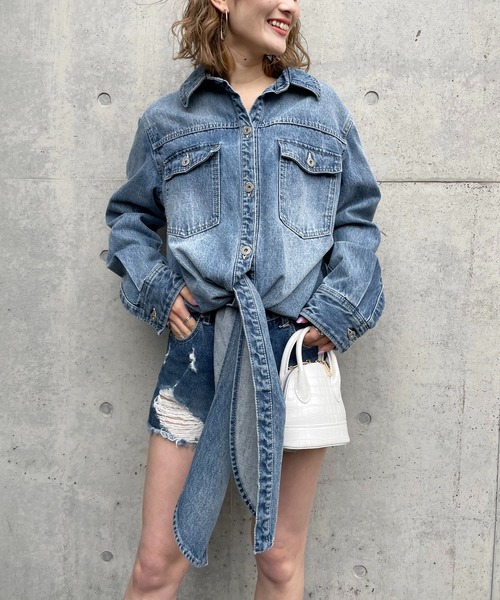 SPIRALGIRL（スパイラルガール）の「ルーズデニムジャケット（デニムジャケット・レディース・インディゴブルー/ブルー・FREE）」の20枚目の写真