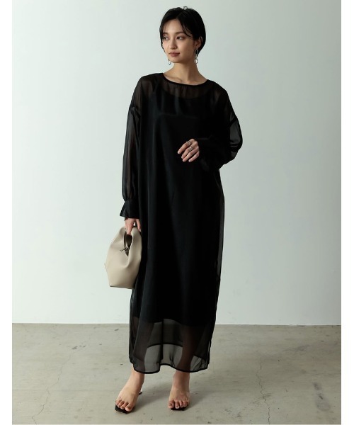 21s S Collection 2点セット ソフトオーガンジーワンピース サテンキャミワンピセット ワンピース Re Edit リエディ のファッション通販 Zozotown