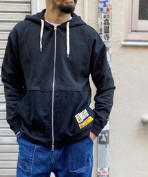 3TAGZIPPARKA ポケット切替3タグワイドジップパーカー ベイメン裏毛/インディゴ裏毛