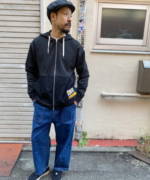 grn(ジーアールエヌ)の「3TAGZIPPARKA ポケット切替3タグワイドジップパーカー ベイメン裏毛/インディゴ裏毛(パーカー・メンズ・インディゴブルー/ヘザーグレー/ブラック・L/M)」の6枚目の写真