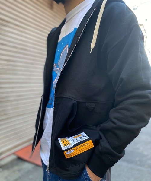 grn(ジーアールエヌ)の「3TAGZIPPARKA ポケット切替3タグワイドジップパーカー ベイメン裏毛/インディゴ裏毛(パーカー・メンズ・インディゴブルー/ヘザーグレー/ブラック・L/M)」の9枚目の写真