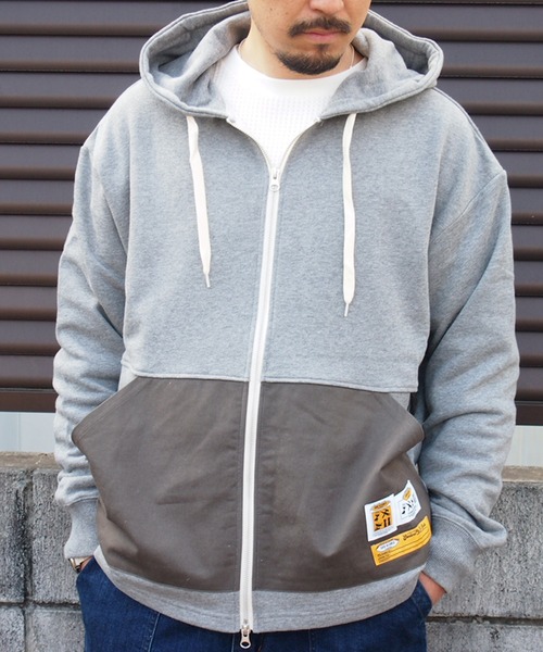 grn(ジーアールエヌ)の「3TAGZIPPARKA ポケット切替3タグワイドジップパーカー ベイメン裏毛/インディゴ裏毛(パーカー・メンズ・インディゴブルー/ヘザーグレー/ブラック・L/M)」の7枚目の写真