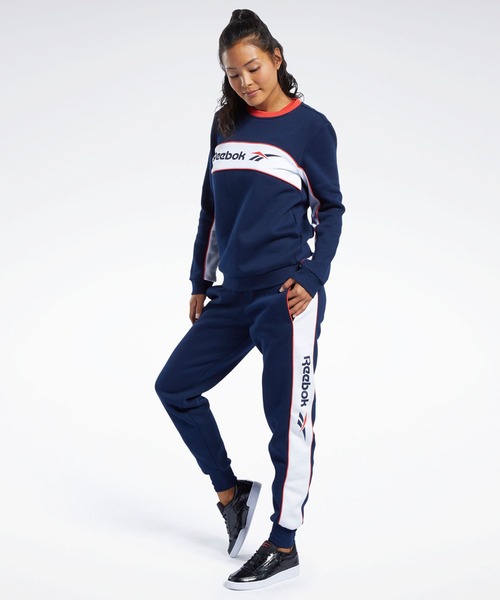 Reebok（リーボック）の「クラシックス リニア フリース パンツ / Classics Linear Fleece Pants（スウェットパンツ・レディース・ネイビー/ライトグレー・X-LARGE/MEDIUM/SMALL/LARGE）」の4枚目の写真