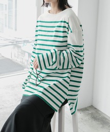 BONLECILL | ボーダー/パネルボーダー ボートネック プルオーバーロンT(Tシャツ/カットソー)