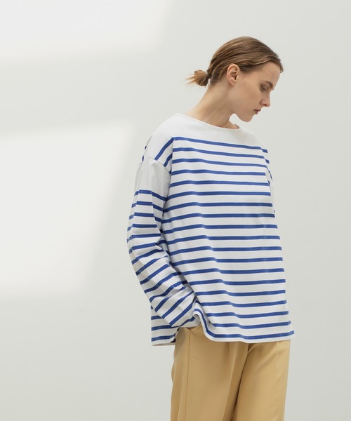 BONLECILL（ボンルシール）の「ボーダー/パネルボーダー ボートネック プルオーバーロンT（Tシャツ/カットソー・レディース・ホワイト×ブルー/ホワイト×ブラック/ホワイト系その他/ブラウン系その他/ベージュ系その他/オレンジ系その他/ブラック系その他/グリーン系その他/グリーン系その他2/ピンク系その他2/オレンジ系その他2/ピンク系その他/ブルー系その他/ミント/ネイビー系/レッド系その他/レッド系その他2/オレンジ系その他3・FREE）」の20枚目の写真