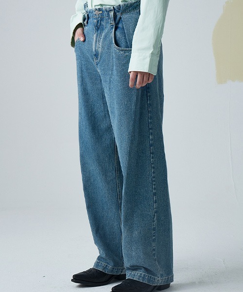 【新品・未使用】meer. DENIM All IN ONE デニム MIXSEVEN（ミックスセブン）の「【MIX SEVEN】Wide Tack Blue