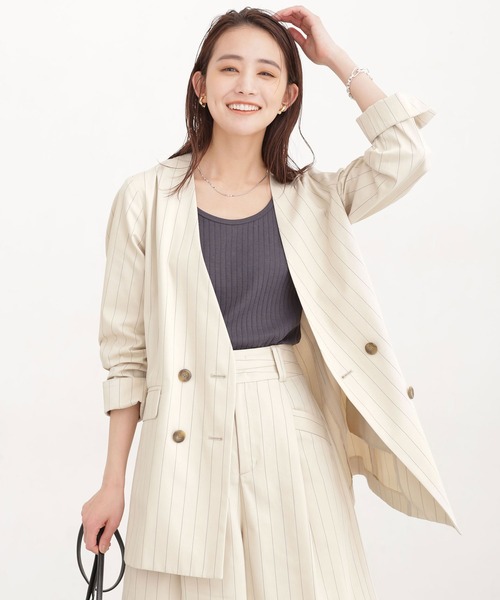 セール レオファインツイル Vネックジャケット セットアップ可 ノーカラージャケット Nano Universe ナノユニバース のファッション通販 Zozotown