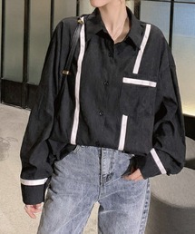 配色ライン入りボリュームスリーブシャツブラウス【ZOZOTOWN限定】