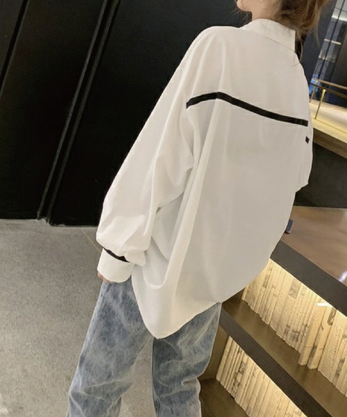meJane（ミージェーン）の「配色ライン入りボリュームスリーブシャツブラウス【ZOZOTOWN限定】（シャツ/ブラウス・レディース・ホワイト/ブラック・FREE）」の5枚目の写真