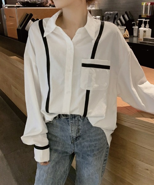 meJane（ミージェーン）の「配色ライン入りボリュームスリーブシャツブラウス【ZOZOTOWN限定】（シャツ/ブラウス・レディース・ホワイト/ブラック・FREE）」の15枚目の写真