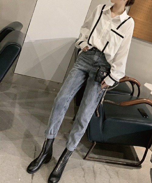 meJane（ミージェーン）の「配色ライン入りボリュームスリーブシャツブラウス【ZOZOTOWN限定】（シャツ/ブラウス・レディース・ホワイト/ブラック・FREE）」の19枚目の写真