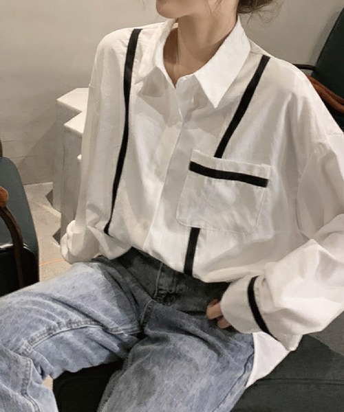 meJane（ミージェーン）の「配色ライン入りボリュームスリーブシャツブラウス【ZOZOTOWN限定】（シャツ/ブラウス・レディース・ホワイト/ブラック・FREE）」の13枚目の写真