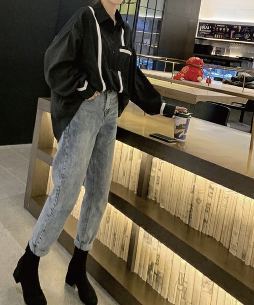 meJane（ミージェーン）の「配色ライン入りボリュームスリーブシャツブラウス【ZOZOTOWN限定】（シャツ/ブラウス・レディース・ホワイト/ブラック・FREE）」の18枚目の写真