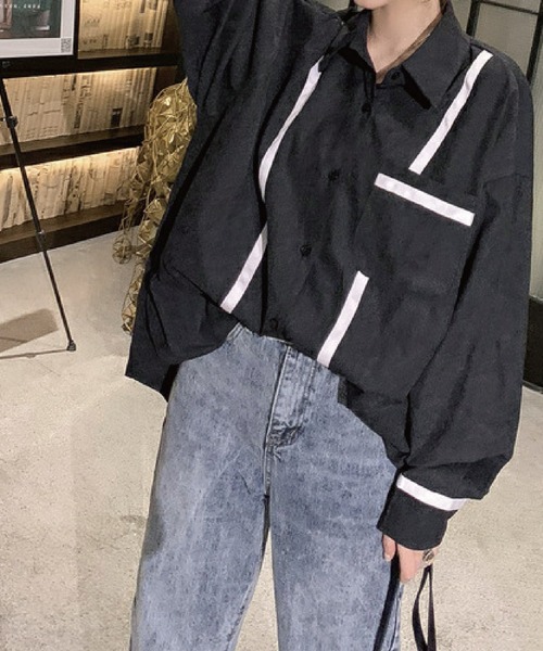 meJane（ミージェーン）の「配色ライン入りボリュームスリーブシャツブラウス【ZOZOTOWN限定】（シャツ/ブラウス・レディース・ホワイト/ブラック・FREE）」の11枚目の写真