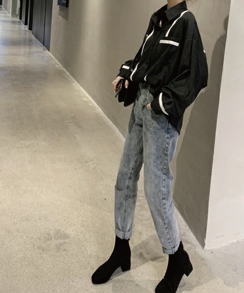 meJane（ミージェーン）の「配色ライン入りボリュームスリーブシャツブラウス【ZOZOTOWN限定】（シャツ/ブラウス・レディース・ホワイト/ブラック・FREE）」の8枚目の写真