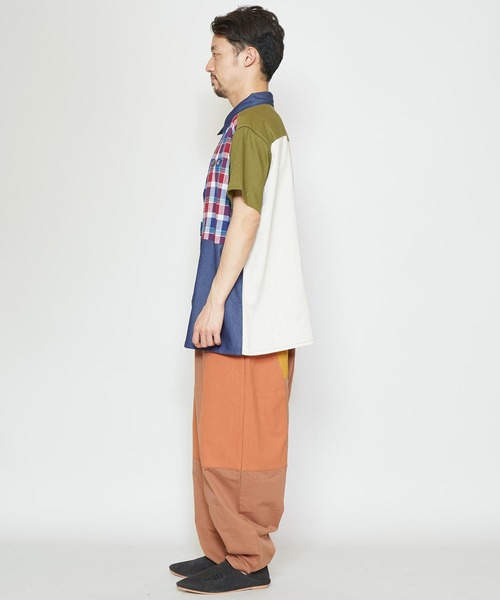 チャイハネ（チャイハネ）の「【チャイハネ】チェックパッチワークMEN'Sシャツ（シャツ/ブラウス・メンズ・ベージュ/ネイビー/カーキ・FREE）」の9枚目の写真