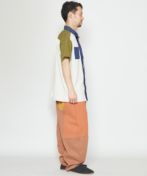 チャイハネ（チャイハネ）の「【チャイハネ】チェックパッチワークMEN'Sシャツ（シャツ/ブラウス・メンズ・ベージュ/ネイビー/カーキ・FREE）」の11枚目の写真