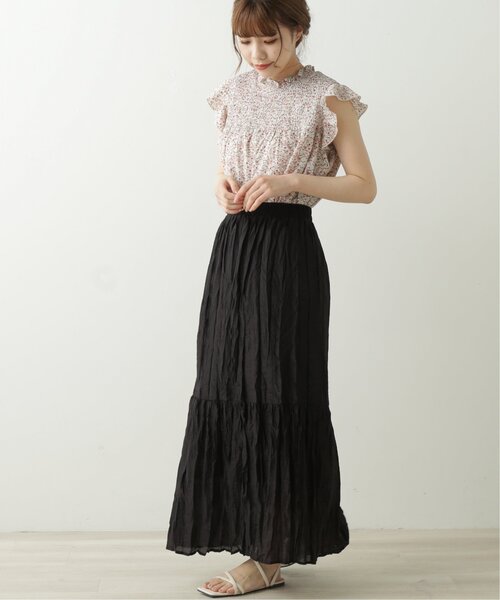 RAY CASSIN（レイカズン）の「シャイニークリンクルティアードスカート（スカート・レディース・ブラック/カーキ/キナリ・FREE）」の15枚目の写真