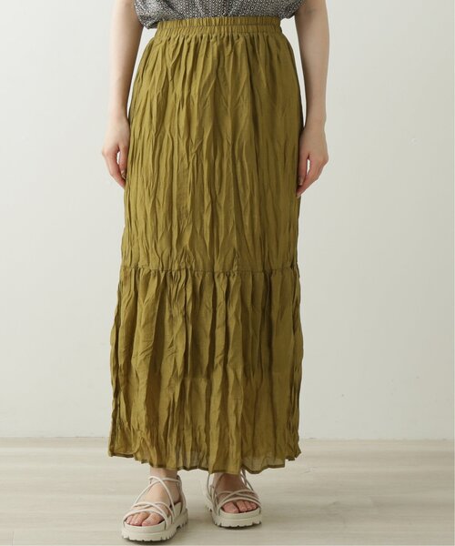 RAY CASSIN（レイカズン）の「シャイニークリンクルティアードスカート（スカート・レディース・ブラック/カーキ/キナリ・FREE）」の20枚目の写真