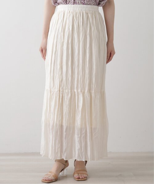 RAY CASSIN（レイカズン）の「シャイニークリンクルティアードスカート（スカート・レディース・ブラック/カーキ/キナリ・FREE）」の10枚目の写真