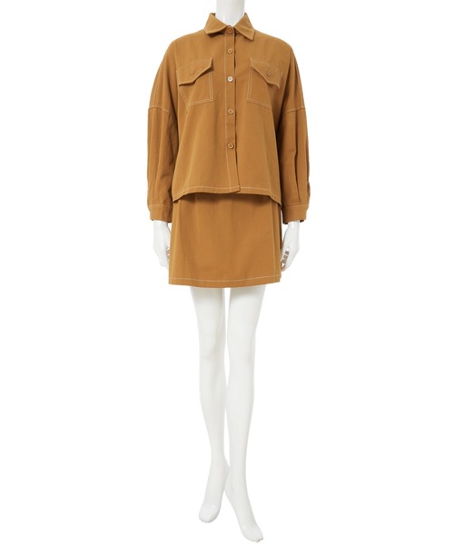 fifth calin（フィフスカラン）の「ステッチシャツスカートセットアップ（セットアップ・レディース・カーキ/マスタード・MEDIUM）」の7枚目の写真