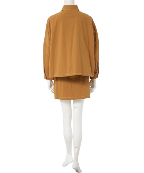 fifth calin（フィフスカラン）の「ステッチシャツスカートセットアップ（セットアップ・レディース・カーキ/マスタード・MEDIUM）」の3枚目の写真