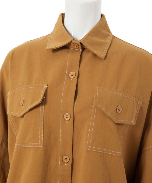 fifth calin（フィフスカラン）の「ステッチシャツスカートセットアップ（セットアップ・レディース・カーキ/マスタード・MEDIUM）」の11枚目の写真