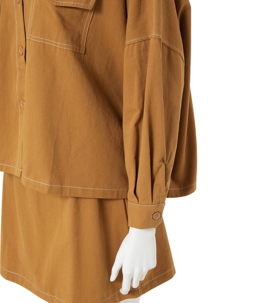 fifth calin（フィフスカラン）の「ステッチシャツスカートセットアップ（セットアップ・レディース・カーキ/マスタード・MEDIUM）」の12枚目の写真