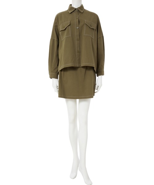 fifth calin（フィフスカラン）の「ステッチシャツスカートセットアップ（セットアップ・レディース・カーキ/マスタード・MEDIUM）」の8枚目の写真