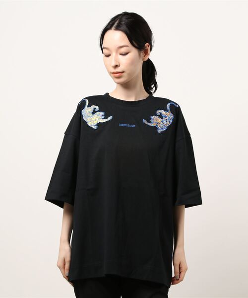 CONVERSE STARS（コンバーススターズ）の「トラ刺繍ユニセックスTシャツ（Tシャツ/カットソー・レディース・パープル/ホワイト/ブラック・FREE）」の18枚目の写真