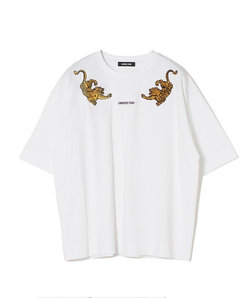 CONVERSE STARS（コンバーススターズ）の「トラ刺繍ユニセックスTシャツ（Tシャツ/カットソー・レディース・パープル/ホワイト/ブラック・FREE）」の10枚目の写真