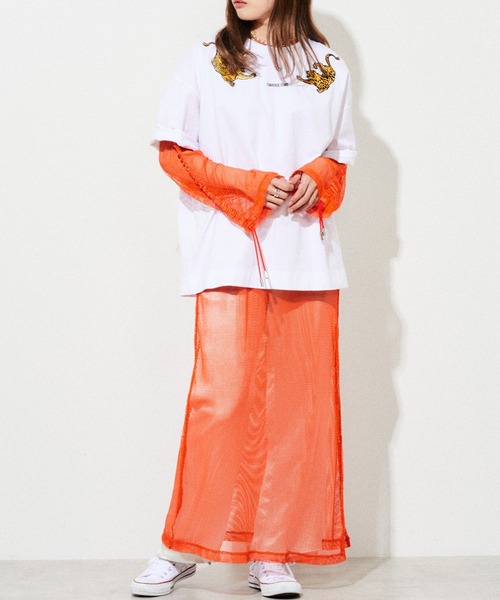 CONVERSE STARS（コンバーススターズ）の「トラ刺繍ユニセックスTシャツ（Tシャツ/カットソー・レディース・パープル/ホワイト/ブラック・FREE）」の8枚目の写真