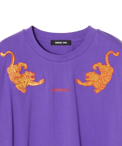 CONVERSE STARS（コンバーススターズ）の「トラ刺繍ユニセックスTシャツ（Tシャツ/カットソー・レディース・パープル/ホワイト/ブラック・FREE）」の12枚目の写真