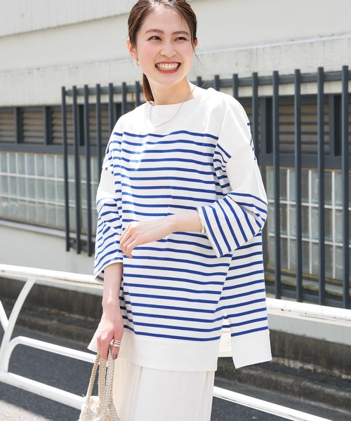 CIAOPANIC TYPY(チャオパニックティピー)の「パネルボーダー切り替えTEE(Tシャツ/カットソー・レディース・レッド/ブルー・ONE SIZE)」の12枚目の写真