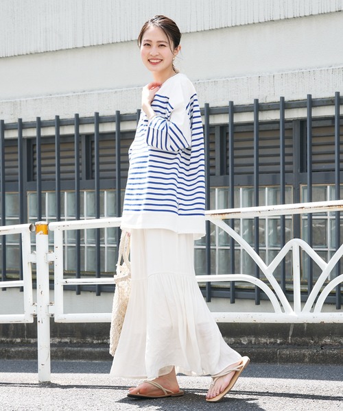 CIAOPANIC TYPY(チャオパニックティピー)の「パネルボーダー切り替えTEE(Tシャツ/カットソー・レディース・レッド/ブルー・ONE SIZE)」の5枚目の写真