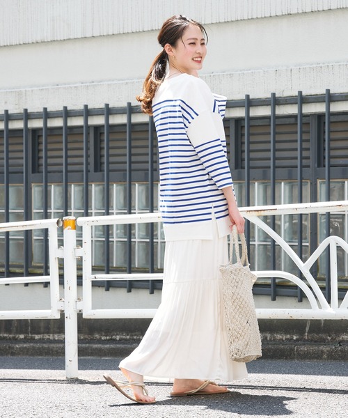 CIAOPANIC TYPY(チャオパニックティピー)の「パネルボーダー切り替えTEE(Tシャツ/カットソー・レディース・レッド/ブルー・ONE SIZE)」の14枚目の写真