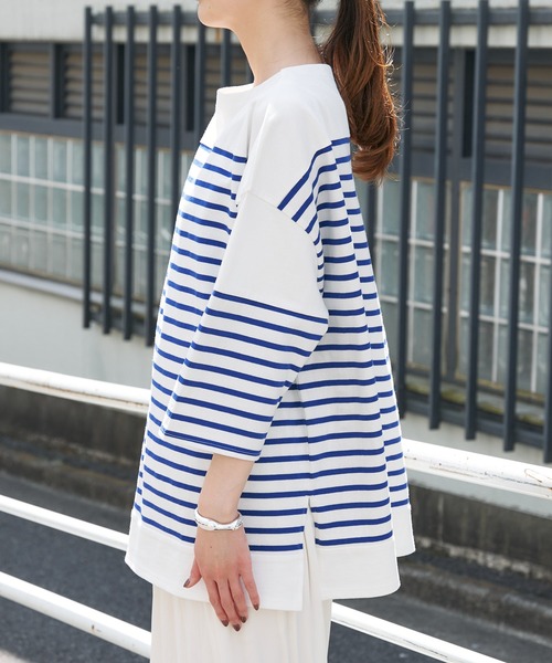 CIAOPANIC TYPY(チャオパニックティピー)の「パネルボーダー切り替えTEE(Tシャツ/カットソー・レディース・レッド/ブルー・ONE SIZE)」の6枚目の写真