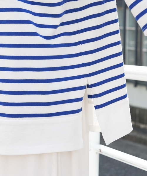 CIAOPANIC TYPY(チャオパニックティピー)の「パネルボーダー切り替えTEE(Tシャツ/カットソー・レディース・レッド/ブルー・ONE SIZE)」の4枚目の写真