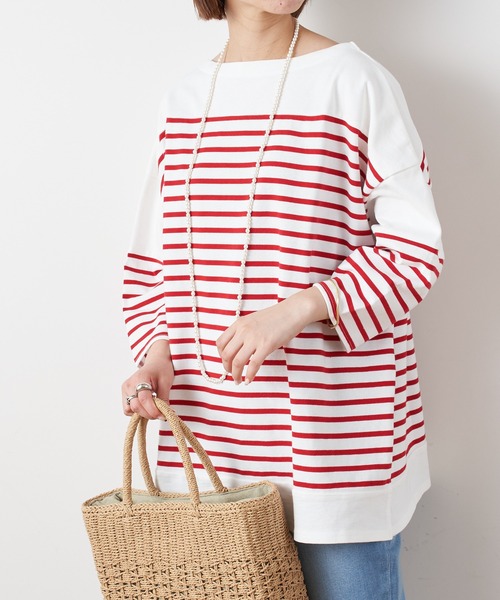 CIAOPANIC TYPY(チャオパニックティピー)の「パネルボーダー切り替えTEE(Tシャツ/カットソー・レディース・レッド/ブルー・ONE SIZE)」の7枚目の写真