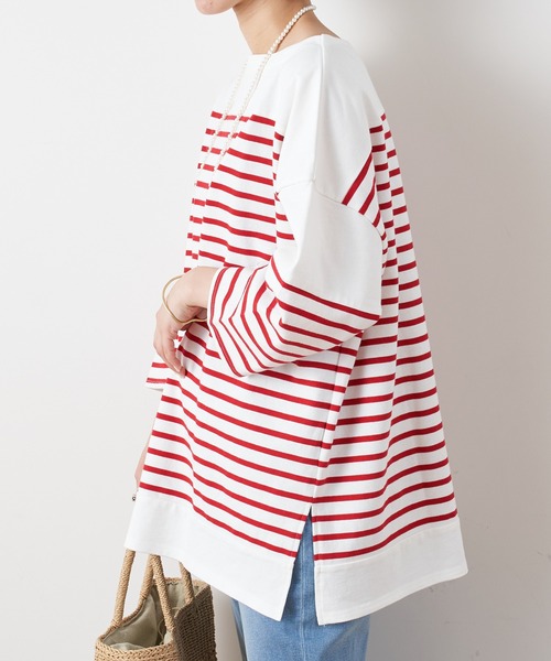 CIAOPANIC TYPY(チャオパニックティピー)の「パネルボーダー切り替えTEE(Tシャツ/カットソー・レディース・レッド/ブルー・ONE SIZE)」の3枚目の写真