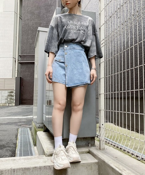 Figments(フィグメンツ)の「タイダイプリントT(Tシャツ/カットソー・レディース・グレー/イエロー・FREE)」の14枚目の写真