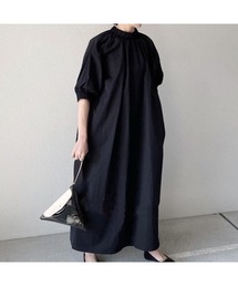 【ZOZO限定】サキシマamp「ギャザーハイネックシャツワンピース」