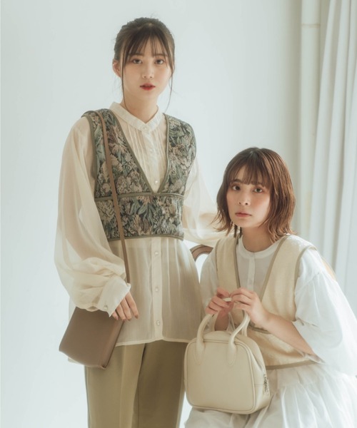 nemne store（ネンネストア）の「紅茶をたしなむジャガードビスチェ（ベスト・レディース・ホワイト/チャコールグレー/ライトグレー/オフホワイト・フリー）」の10枚目の写真