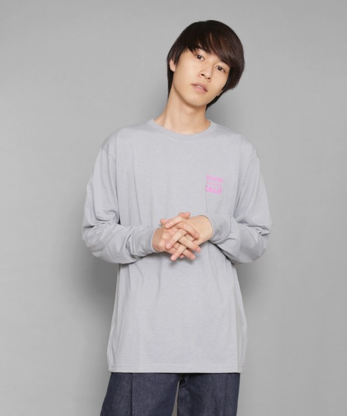 Bling Leads（ブリングリーズ）の「bling leads/天竺プリント長袖T（Tシャツ/カットソー・メンズ・ライトグレー/ブラック/ホワイト・MEDIUM/LARGE）」の2枚目の写真