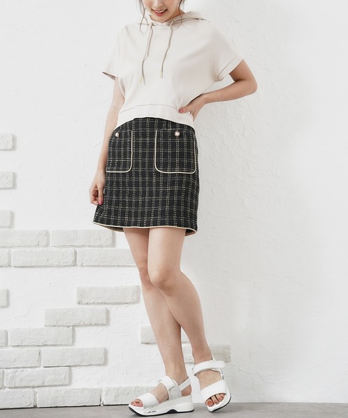 MIIA（ミーア）の「サマーツィードミニスカート（スカート・レディース・ブラック/オフホワイト・FREE）」の6枚目の写真