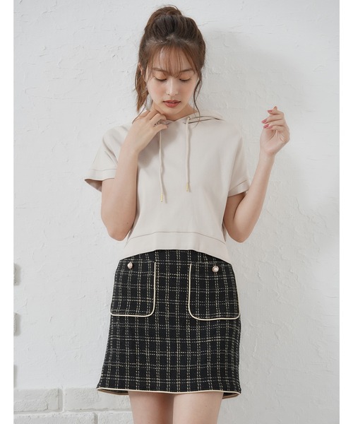 MIIA（ミーア）の「サマーツィードミニスカート（スカート・レディース・ブラック/オフホワイト・FREE）」の8枚目の写真