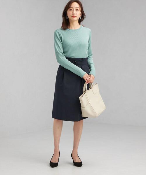 green label relaxing(グリーンレーベルリラクシング)の「ウール リブ クルーネック プルオーバー ニット -ウォッシャブル-(ニット/セーター・レディース・ライトグレー/ブラック/グレー/ピンク/ライム/ダークブラウン/ロイヤルブルー・FREE)」の12枚目の写真