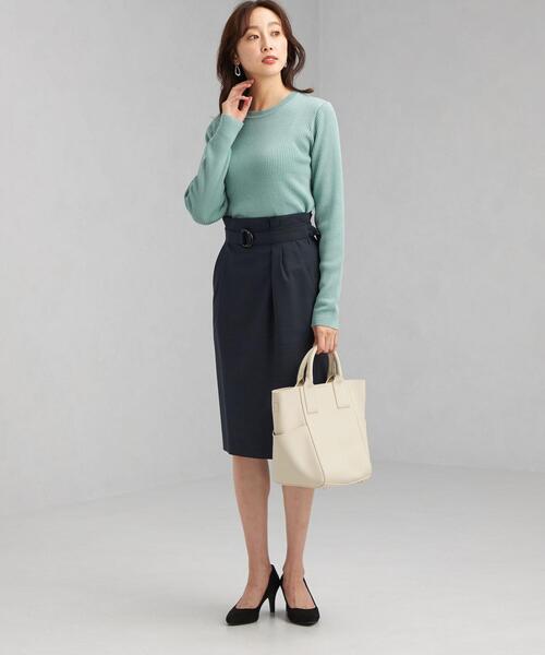 green label relaxing(グリーンレーベルリラクシング)の「ウール リブ クルーネック プルオーバー ニット -ウォッシャブル-(ニット/セーター・レディース・ライトグレー/ブラック/グレー/ピンク/ライム/ダークブラウン/ロイヤルブルー・FREE)」の11枚目の写真