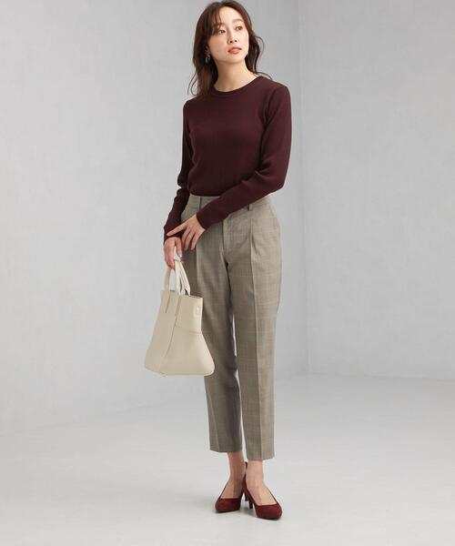 green label relaxing(グリーンレーベルリラクシング)の「ウール リブ クルーネック プルオーバー ニット -ウォッシャブル-(ニット/セーター・レディース・ライトグレー/ブラック/グレー/ピンク/ライム/ダークブラウン/ロイヤルブルー・FREE)」の10枚目の写真