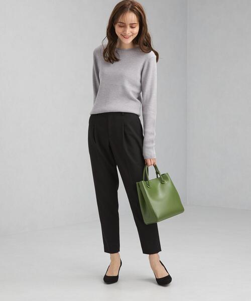 green label relaxing(グリーンレーベルリラクシング)の「ウール リブ クルーネック プルオーバー ニット -ウォッシャブル-(ニット/セーター・レディース・ライトグレー/ブラック/グレー/ピンク/ライム/ダークブラウン/ロイヤルブルー・FREE)」の8枚目の写真